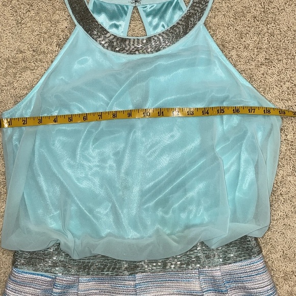 Lovposh Silver Bead Embellished Halter Romper Chiffon & Striped Shorts Sz Large - Picture 4 of 13